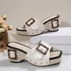 Zapatos Cómodos Nuevos de Moda Transfronterizos Europeos y Americanos Sandalias de Verano Sandalias de Cuña con Suela Gruesa Al Por Mayor Geniales Transfronterizas Talla Grande