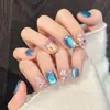 [Flor] Gato Ojo de Gato Perseguidor de Luz Azul Manicura Flor Seca Hada Blanqueamiento Diario Manicura Corta Puramente Hecha a Mano Manicura Portátil