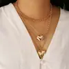 Colar multicamadas de corrente de alumínio exagerada personalizada transfronteiriço europeu e americano, corrente para clavícula com fivela geométrica de metal doce e cool, acessório feminino