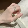 Anillo Plano Cepillado de Encaje de Plata de Ley S925 para Mujer, No se Desvanece, Nicho, Gama Alta, Lujo Accesible, Joyería Versátil Abierta para Mano Nuevo