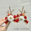 Set de Dos Pinzas para el Cabello de Navidad con Astas de Reno, Bolas de Felpa y Lazos para Niños, Adultos y Niñas, Pinzas para el Cabello, Accesorios para el Cabello