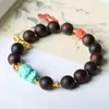 Pulsera Original Tejida a Mano de Agarwood Rojo Tierra Fushen Wenwan Magnesita Turquesa Tara Pulsera China Mayoreo