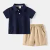 Elegante conjunto nuevo de polo y shorts de verano para niños y niñas, camiseta de verano estilo coreano, atuendo de dos piezas para preescolar