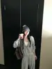 Conjunto de dos piezas para mujer de sudadera con capucha y cremallera estilo retro americano y pantalones de pierna ancha, adecuado para primavera y otoño, atuendo deportivo casual, holgado y adelgazante
