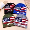 Chapéu de Tricô Jacquard com Bandeira Americana Outono Inverno Lã Quente Gorro para Homens Mulheres Versátil para Exterior Chapéu Pulôver Estilo Novo Transfronteiriço