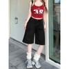 Shorts Jeans Cintura Alta da Moda para Mulheres Baixas 2025 Modelagem Solta Estilo Americano Moda Roupa Exterior Calças de Cinco Pontos para o Verão
