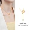 Colar com pingente de camélia de prata esterlina S925, novo estilo chinês, leve, luxo, nicho, alta qualidade, hetian, jade, borla, clavícula, corrente