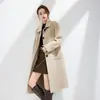 Abrigo de Moda de Color Sólido de Longitud Media para Mujer Otoño e Invierno, para Figuras Petite, Abrigo de Lana Doble Cara, Nuevo Modelo 2026, 100% Lana