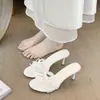 Sandalias de tacón alto con lazo suave estilo francés para mujer, nuevas sandalias versátiles sin cordones 2026 para combinar con faldas, sandalias estilo hada