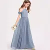 Vestido Chiffon Novo Estilo para Performance de Piano de Meninas, Vestido para Performance de Orquestra, Vestido Longo para Competição de Violino, Primavera
