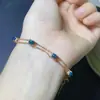 Pulseira de opala negra colorida natural, cada cor de fogo é diferente, 4*5mm, prata de lei 925, cravação de precisão