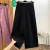Calças Casuais Versáteis de Cintura Alta para Mulheres Plus Size, Outono de 2026, Emagrecimento e Cobertura do Quadril, Calças Cropped de Perna Reta Larga e Curva