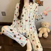 Novos pijamas de estampa de leopardo da moda feminina outono manga comprida pijamas europeus e americanos roupas sensuais para casa terno feminino de duas peças atacado