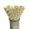 Pajita de Papel Desechable Biodegradable Amazon Transfronteriza Laminada Estampado Dorado Plata Oro Rosa Pajita de Papel Decorativa para Bebida