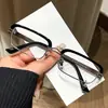 2026 Gafas de Sol Cuadradas Pequeñas de Media Montura de Alta Calidad para Cejas, Uso de Moda para Hombres y Mujeres, Gafas de Sol con Protección Solar, Lentes Transparentes