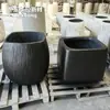 Maceta de cemento especializada de alto rendimiento para calles comerciales, macetero rectangular curvo, maceta grande para plantas verdes