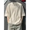 Nueva Camiseta de Manga Corta con Cuello en V de Lino para Hombre Verano 2026, Top Casual Ligero y Transpirable para Hombre