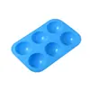 Molde de Silicona para Pastel Mousse Herramienta para Hornear 6 Piezas Molde Pequeño para Pastel de Semicírculo Bandeja de Hielo de Silicona Molde para Cocer al Vapor Pastel de Arroz