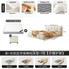 Cama Puff Net Red Moderna Simples 1.8m Casal Quarto Principal Cama Grande Estilo Creme Tecido Tecnológico Cama com Armazenamento Cama de Casamento