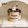 Decoración de Pastel de Halloween Arcilla Suave Figura Linda de Fantasma Ojos Chistosos Perlas de Azúcar Velas de Halloween Toppers Inserts