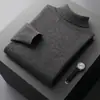 Suéter de cachemira para hombre para otoño e invierno, suéter de cachemira de cabra de cuello alto, jersey grueso, tejido de lana ajustado, camiseta básica de talla grande
