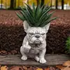 Vaso de Flores Transfronteiriço Item Mais Vendido na Amazon: Bulldog Francês Engraçado Fazendo um Gesto de Dedo do Meio, Cão Musculoso Decoração de Jardim com Plantas Verdes Vaso de Flor Suculenta