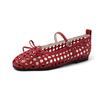 Zapatos Mary Jane de Malla Hueca Transpirable con Lazo Tejido 2025 Planos de Punta Redonda con Hebilla para Mujer Talla 42 extra grande