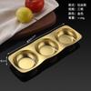 Molheira de Aço Inoxidável, Prato de Molho Estilo Coreano, Prato Redondo Dourado para Condimentos de Panela Quente, Prato de Molho, Utensílios de Mesa para Churrasco, com Dois Compartimentos, com Três Compartimentos