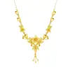 Collar con Borla de Tres Flores Estilo Chino Cobre Chapado en Oro Vietnamita Estilo Mate Juego con Colgante de Tres Oros Flor de la Fortuna Venta al por Mayor