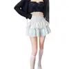Saia curta saia bufante estilo bailarina saia de cintura alta meia saia preto branco chiffon saia curta saia bufante branco