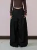Calça jeans larga estilo palácio com botões de fileira dupla, unissex, corte limpo americano, calça longa reta solta e casual, moderna