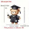 Temporada de Formatura Transfronteiriça Padrão de Urso Animal Fofo Acrílico Plano 2D Espelho Retrovisor de Carro Pingente de Mochila