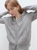 Conjunto de Suéter de Punto Casual con Cremallera y Capucha de Lana Pesada Elegante y Moderno / Pantalones de Pierna Ancha Otoño/Invierno 2026