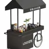 Carrito de flores móvil de moda, carrito de puesto de café, carrito de comida, expositor de supermercado, carrito de ventas, carrito de empuje para puesto callejero de arte en hierro