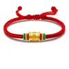 Pulsera de Hilo Rojo con Cuenta de la Fortuna del Mantra de Seis Caracteres de Oro Puro, Hilo de la Suerte, Suministro para Transmisión en Vivo, Regalo Corporativo, Venta al por Mayor desde un Solo Artículo