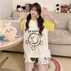 2025 Pijama Casual Nuevo para Mujer Verano Manga Corta Shorts Dulce y Lindo Dibujo Animado Set de Ropa para el Hogar para Dama