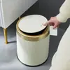 Papelera de Doble Cubo para Hogar, Sala de Estar, Cocina, Dormitorio, Interior y Exterior, Nuevo, Estilo Lujo Ligero, Tipo Prensa con Tapa