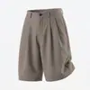 Shorts de traje a rayas retro americano, pantalones finos de verano de longitud media, holgados y sencillos, shorts casuales plisados hasta la rodilla