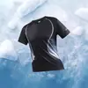Venta al por mayor transfronteriza de nueva ropa de fitness de color degradado de verano para hombre, camiseta deportiva de seda helada de secado rápido, pantalones cortos de manga corta para correr por la mañana