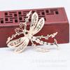 Yiwu color conservante de hilo dorado cobre chapado en oro DIY goteo de aceite punto esmeralda incrustado libélula horquilla adorno para la cabeza accesorios para el cabello B2838