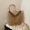 Bolsa de Praia de Verão para Mulheres, Bolsa Saco Listrada Casual, Bolsa de Palha Texturizada para o Dia a Dia, Bolsa Transversal de Ombro Versátil
