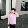 Top de otoño e invierno para niños con forro polar Orly para niños, camiseta cálida de terciopelo con cuello medio-alto, camiseta interior de terciopelo de doble cara para niñas pequeñas