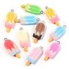 Chaveiro Pingente Coração Sorvete Picolé Duplo Gradiente Resina Pingente Chaveiro Brincos DIY Acessórios de Joias