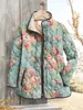 Sudadera de Algodón para Mujer con Cuello Alto y Pliegues, Estilo Nuevo 2025, Estampado Floral, 6 Botones, Sudadera de Algodón para Mujer 2