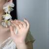 Pendientes de Borla con Gota de Agua de Perla y Flor de Gasa Estilo Vacacional Pendientes de Diseño de Personalidad Exagerados de Moda Elegantes de Alta Gama Pendientes de Moda