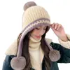 Nuevo gorro lindo de estilo coreano para otoño e invierno, forrado de felpa, engrosado, gorro de punto cálido, protección para las orejas, gorro pullover a prueba de viento para ciclismo