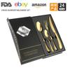 Vajilla de acero inoxidable transfronteriza de Amazon, juego de cuchillos, tenedores y cucharas de diamante estrella de 24 piezas, cuchillo para carne occidental, tenedor y cuchara para 6 personas.