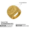 Anillo Cuadrado Ancho con Textura Granulada, Personalidad Estilo Ins, Anillo para Dedo Índice de Acero Inoxidable Transfronterizo, Chapado con Oro Real de 18 Quilates, Diseño de Nicho