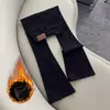 Jeans Bootcut con Forro de Polar Negro para Mujer 2025 Otoño e Invierno Tendencia Versátil Nuevos de Tiro Alto Adelgazantes Elásticos de Largo Completo