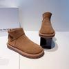 Sapatos de Algodão Europeu 2025 Inverno Novo Versátil Sapatos Birkenstock Forrados com Lã Quentes Sapatilhas Casuais Botas Curtas para Mulheres